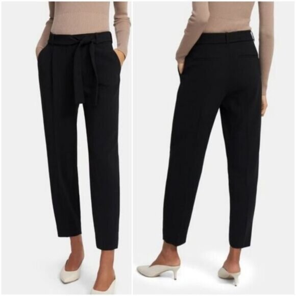 THEORY | Sash Tie Pant New Drape Trousers w Belt Black Sz 8 - Picture 1 of 16